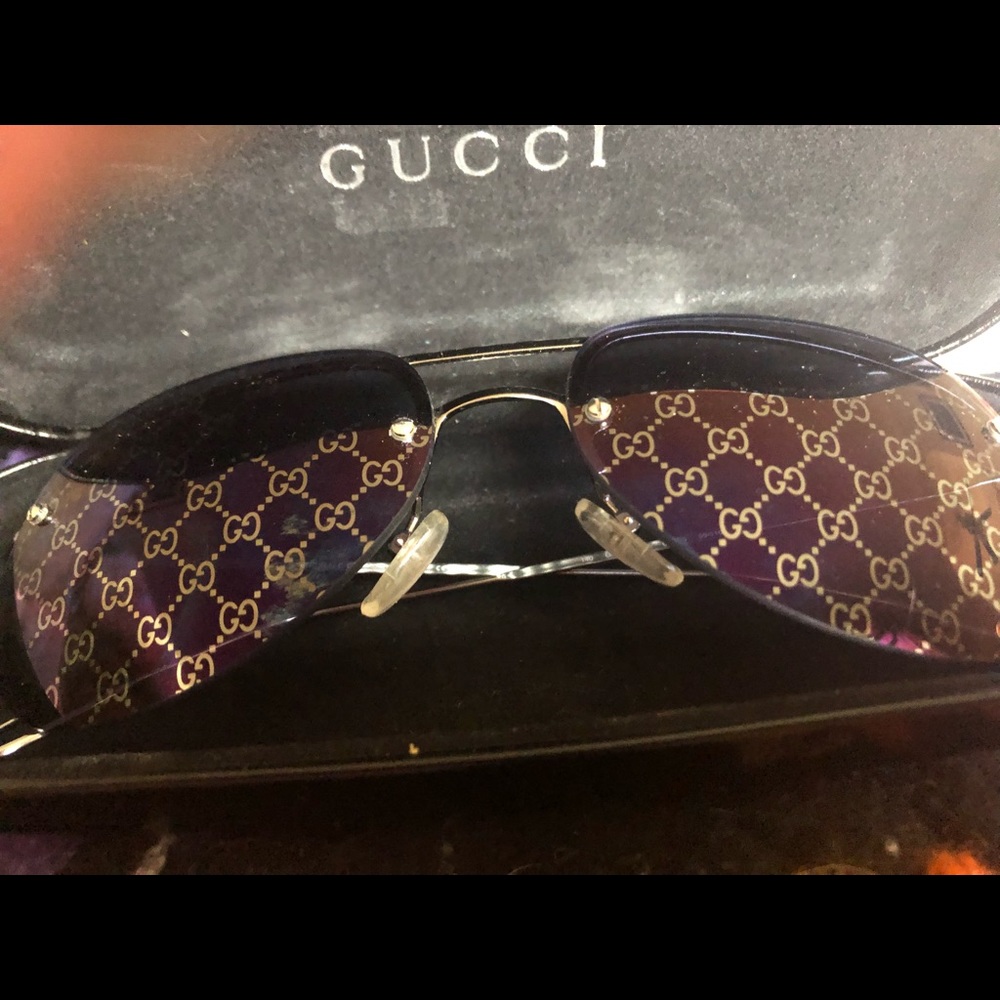 Vintage Y2K GUCCI LOGO TOM FORD WIRE SUNGLASSES BLUE-ISH oil effect